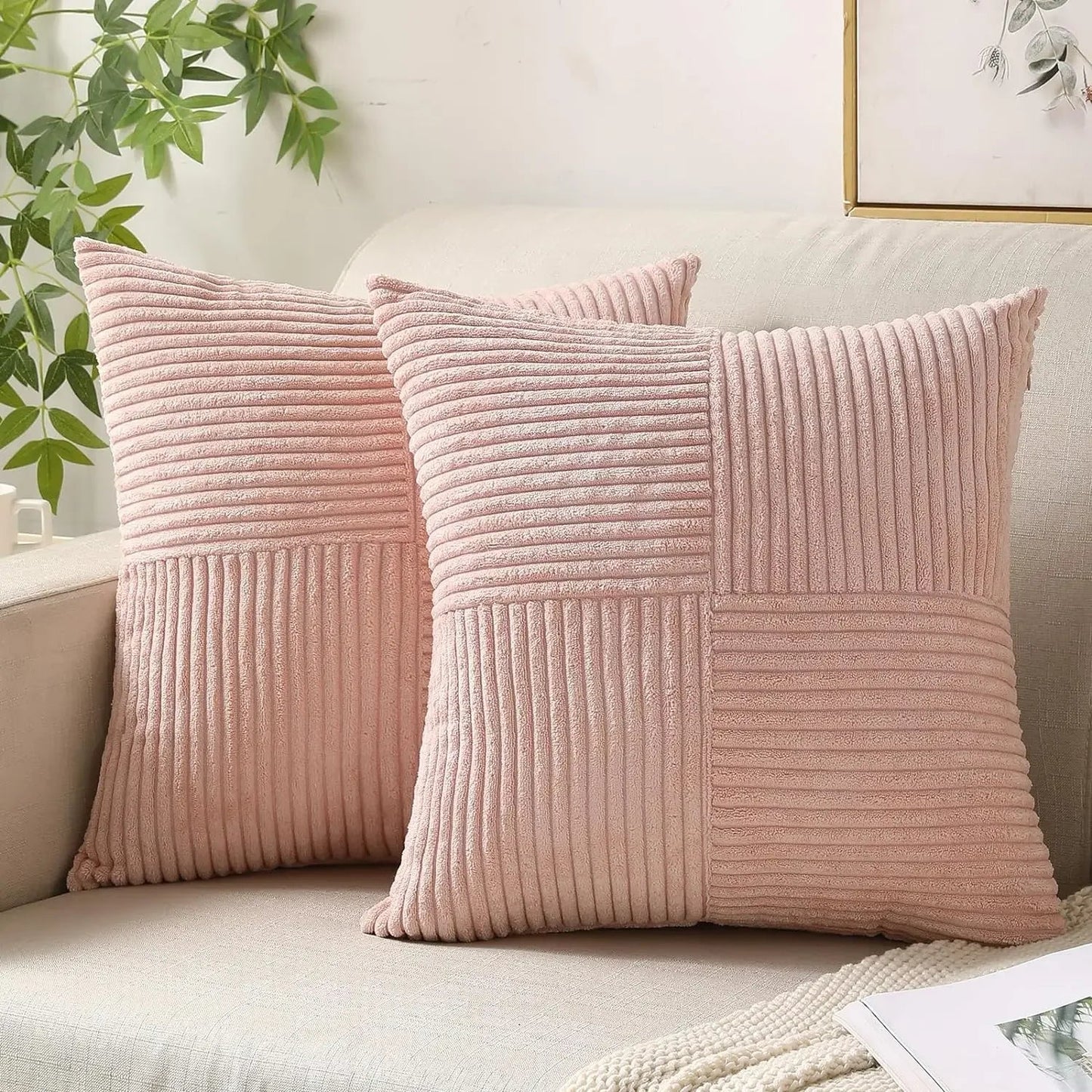 Glevato | Corduroy Patchwork Pillow Covers Decorative Square Cushion Cases