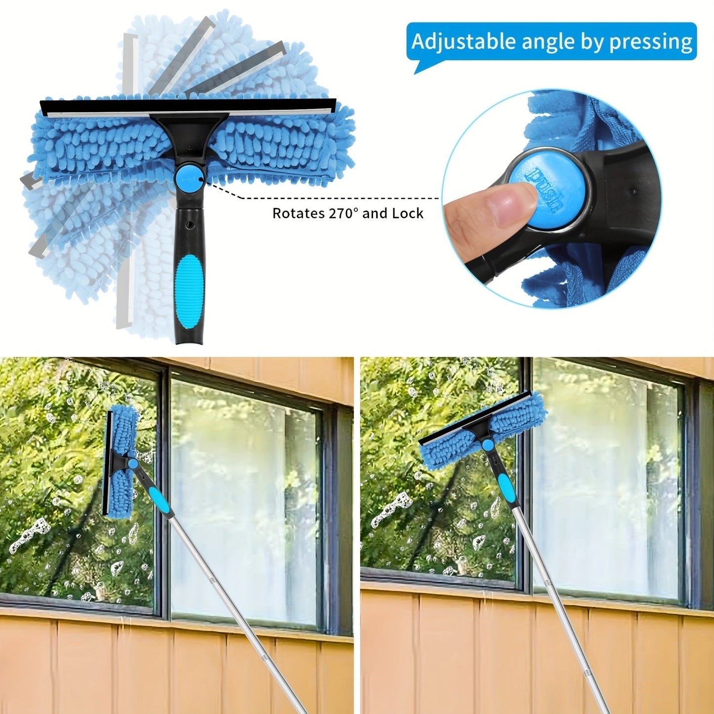 Glevato | Crystal Clear Window Cleaner – Professional 2-in-1 Telescopic Window and Glass Cleaning System