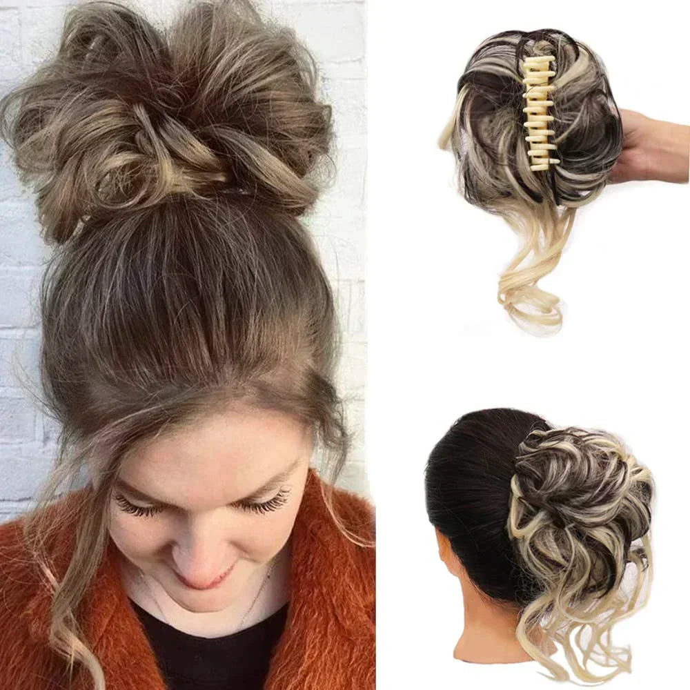 Glevato | Curly Hair Bun – Clip-in Hair Piece with Volume and Natural Look