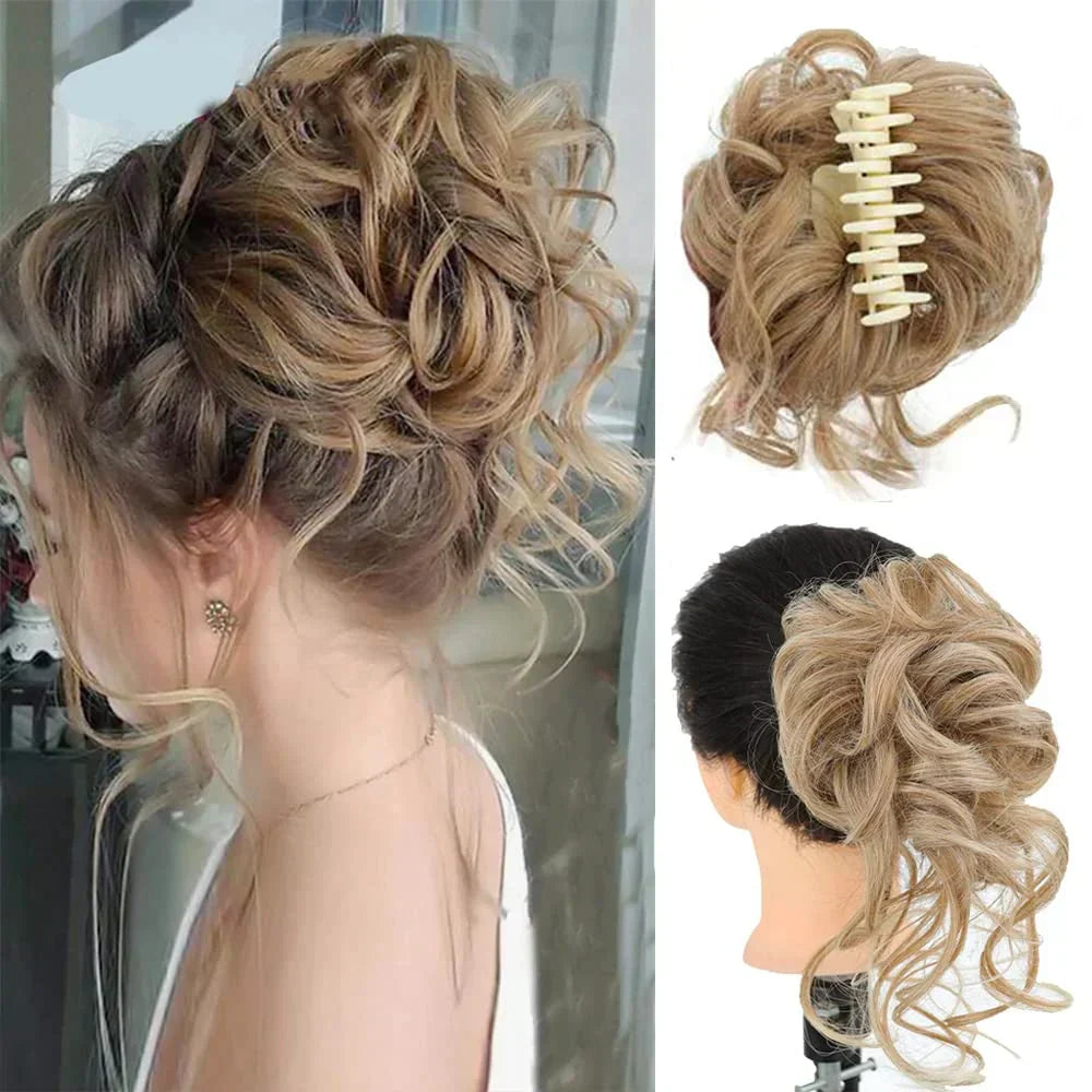 Glevato | Curly Hair Bun – Clip-in Hair Piece with Volume and Natural Look