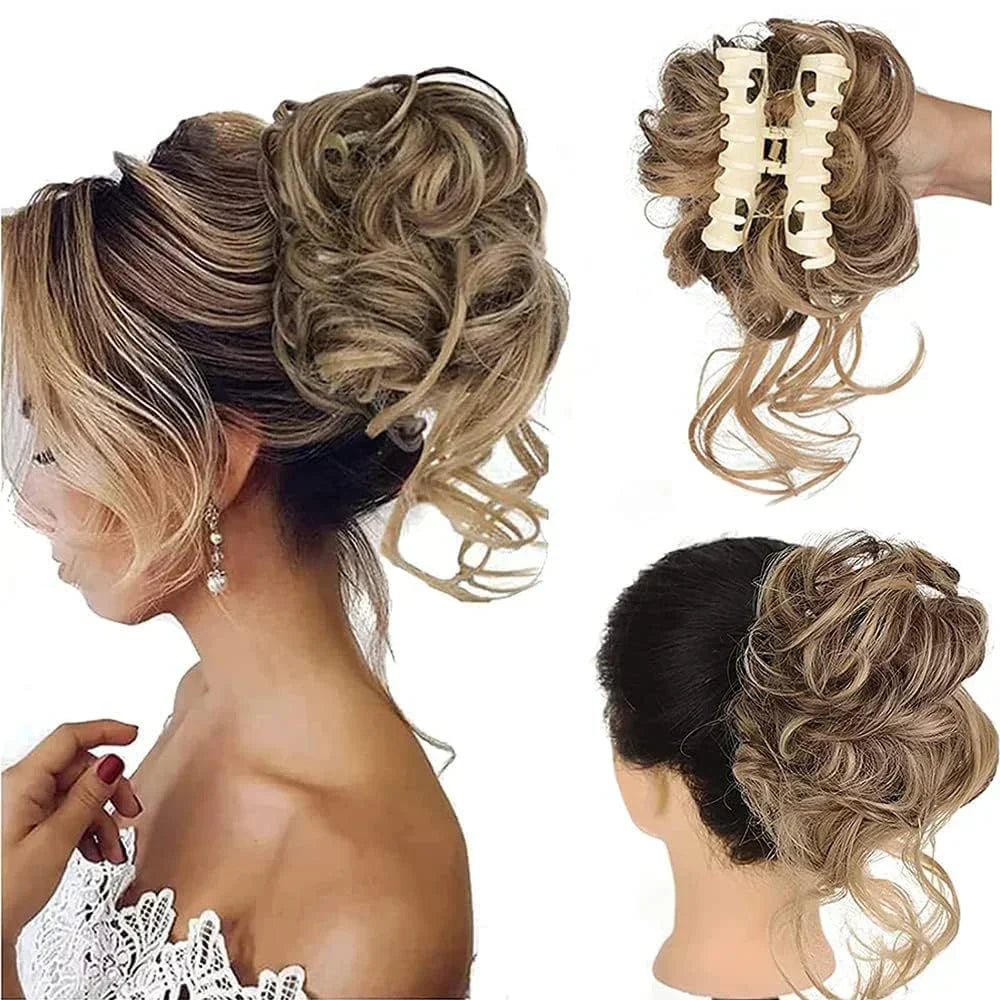 Glevato | Curly Hair Bun – Clip-in Hair Piece with Volume and Natural Look