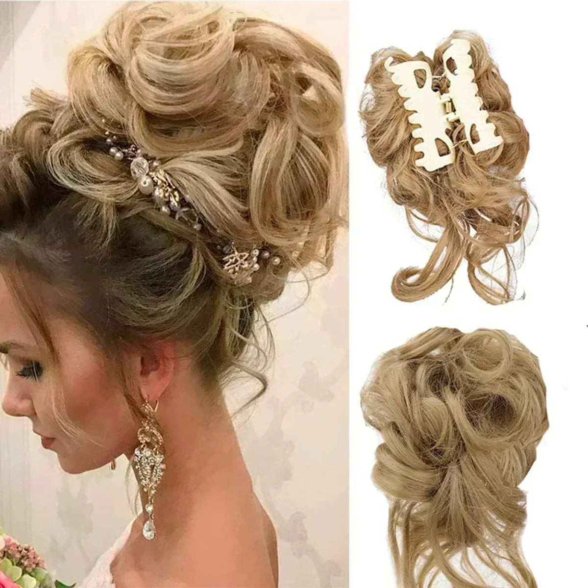 Glevato | Curly Hair Bun – Clip-in Hair Piece with Volume and Natural Look