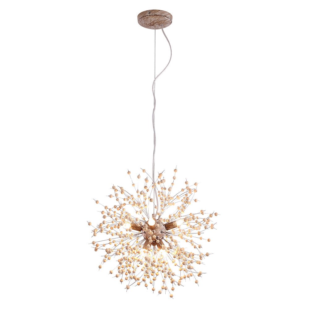 Glevato | Dandelion Pendant Light with Wooden Beads | Firework Starburst Design