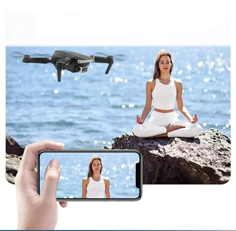 Glevato- E88 Pro Drone 4k HD Dual Camera RC VR 3D Long Battery Life Flight Path FPV Mini Drone