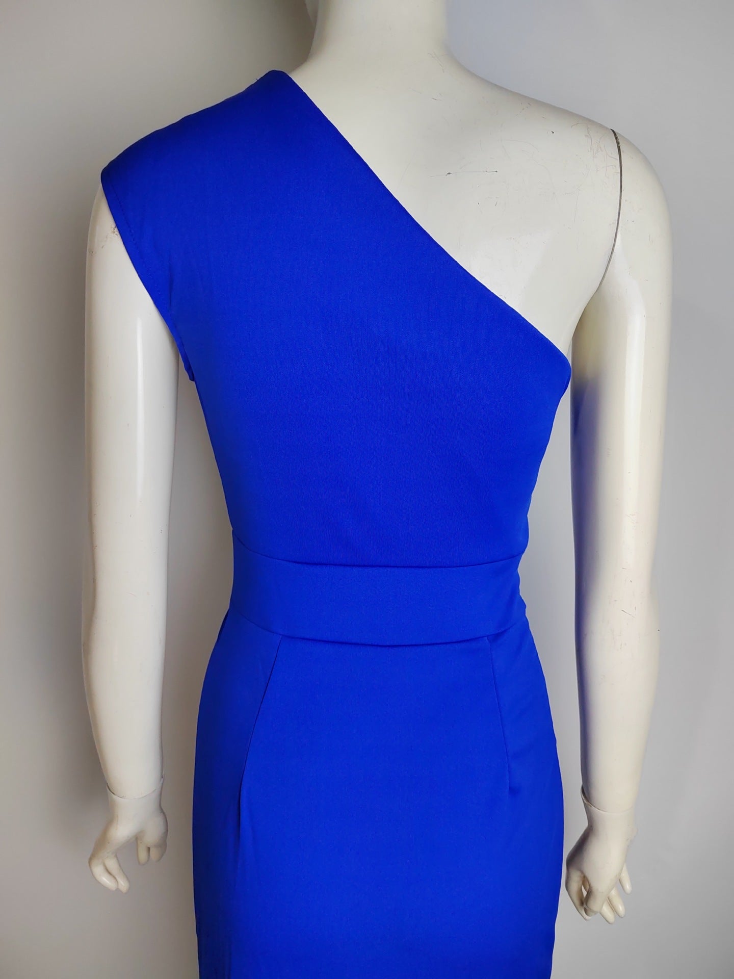 Glevato Elegant Formal Solid Slit Asymmetrical Diagonal Collar Evening Dresses