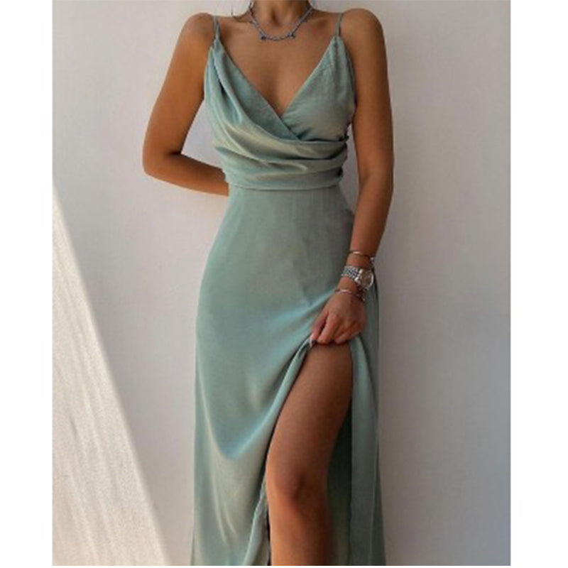 Glevato Elegant V-Neck Spaghetti Strap Prom Formal Dress