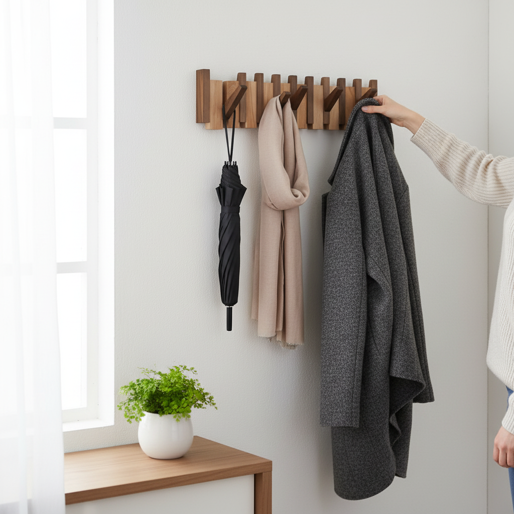Glevato | Elegant Wooden Coat Rack for Piano Hanging Clothes Storage