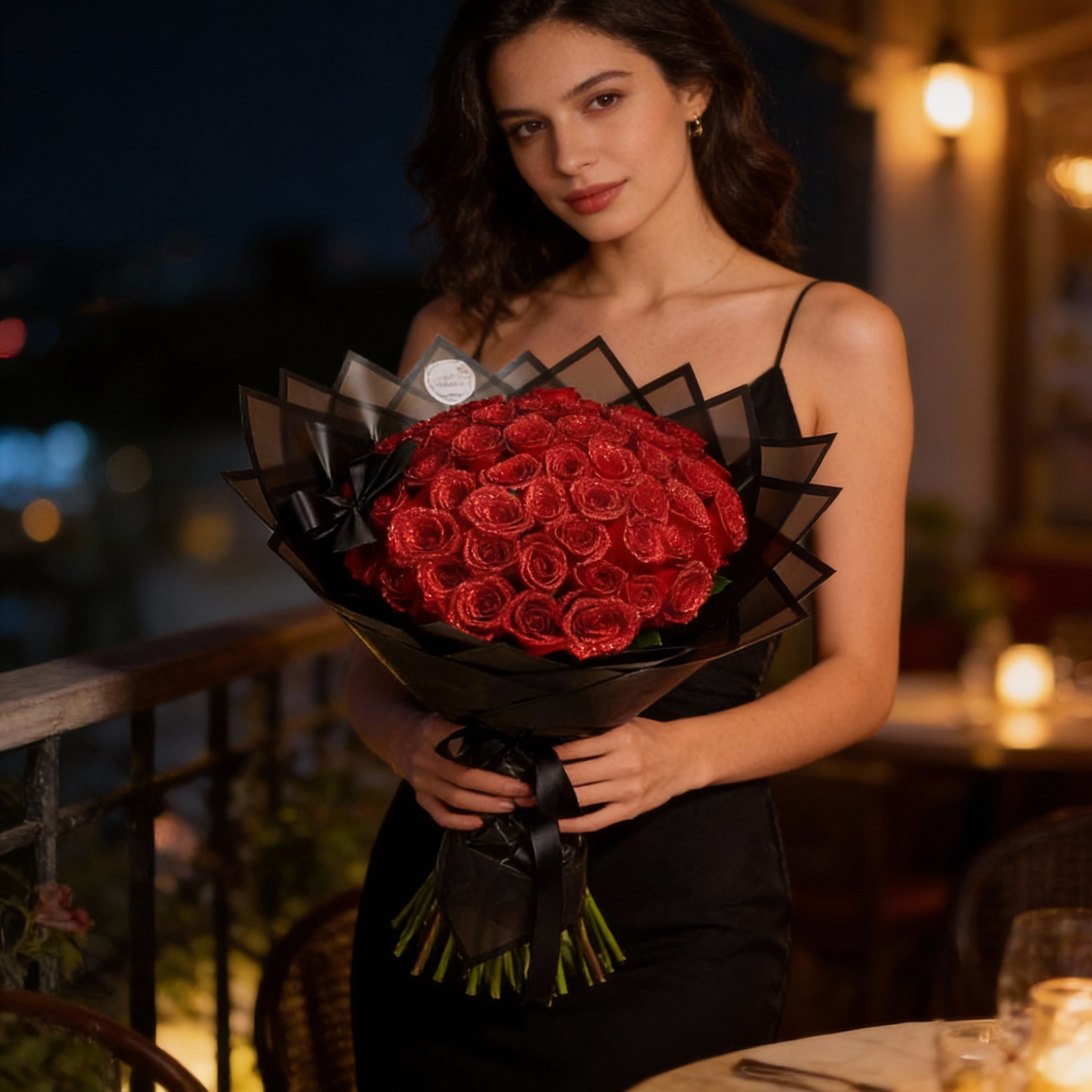 Glevato | Eternal Glitter Rose | Handmade Decorative Art Flower | Sparkling Crystal Finish | Exclusive Gift Set for Special Occasions | Durable & Maintenance-Free