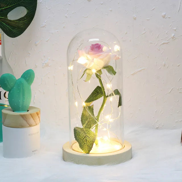 Glevato – Eternal Rose in Glass Dome with Atmospheric LED Lighting