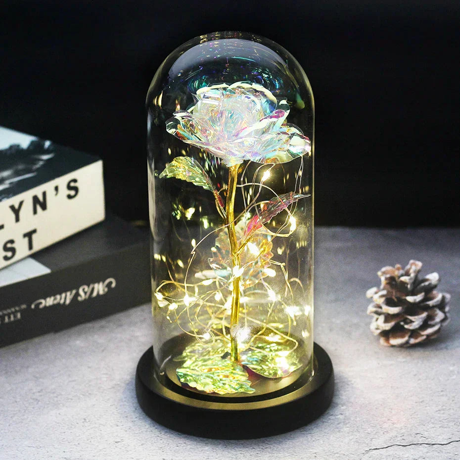 Glevato – Eternal Rose in Glass Dome with Atmospheric LED Lighting