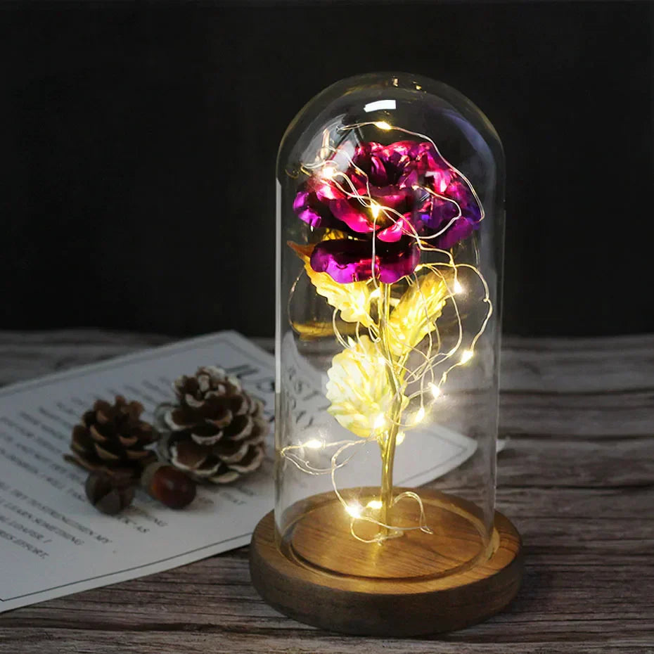 Glevato – Eternal Rose in Glass Dome with Atmospheric LED Lighting