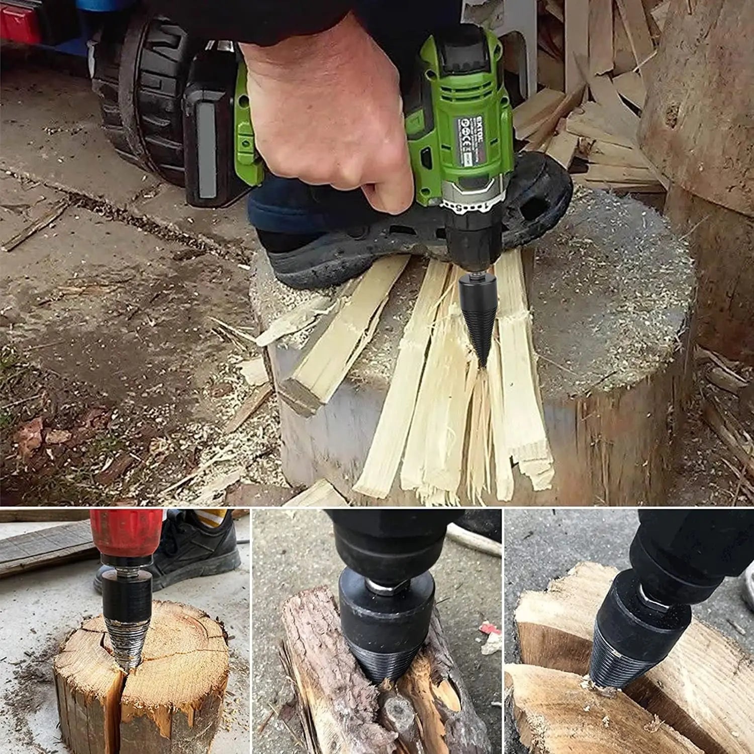 Glevato | Firewood Drill Bit Set – Split wood easily with the cordless drill