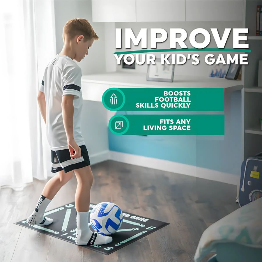 Glevato | Football Pro Training Mat | Non-Slip, 2x2m Space for Skill Improvement and Home Training