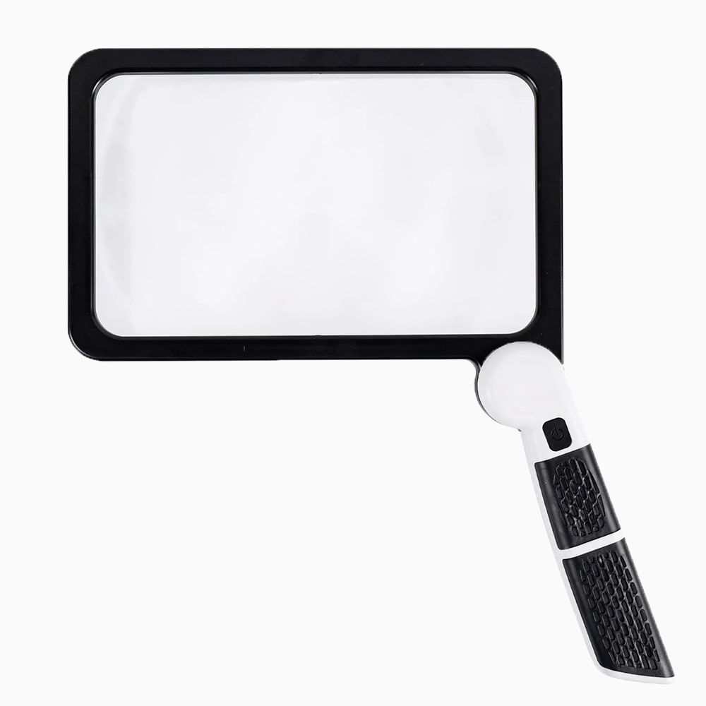 Glevato | Full-Page Handheld Magnifying Glass – 5X Magnification, LED Lighted Magnifier with 3 Modes, Ideal for Reading Books and Seniors