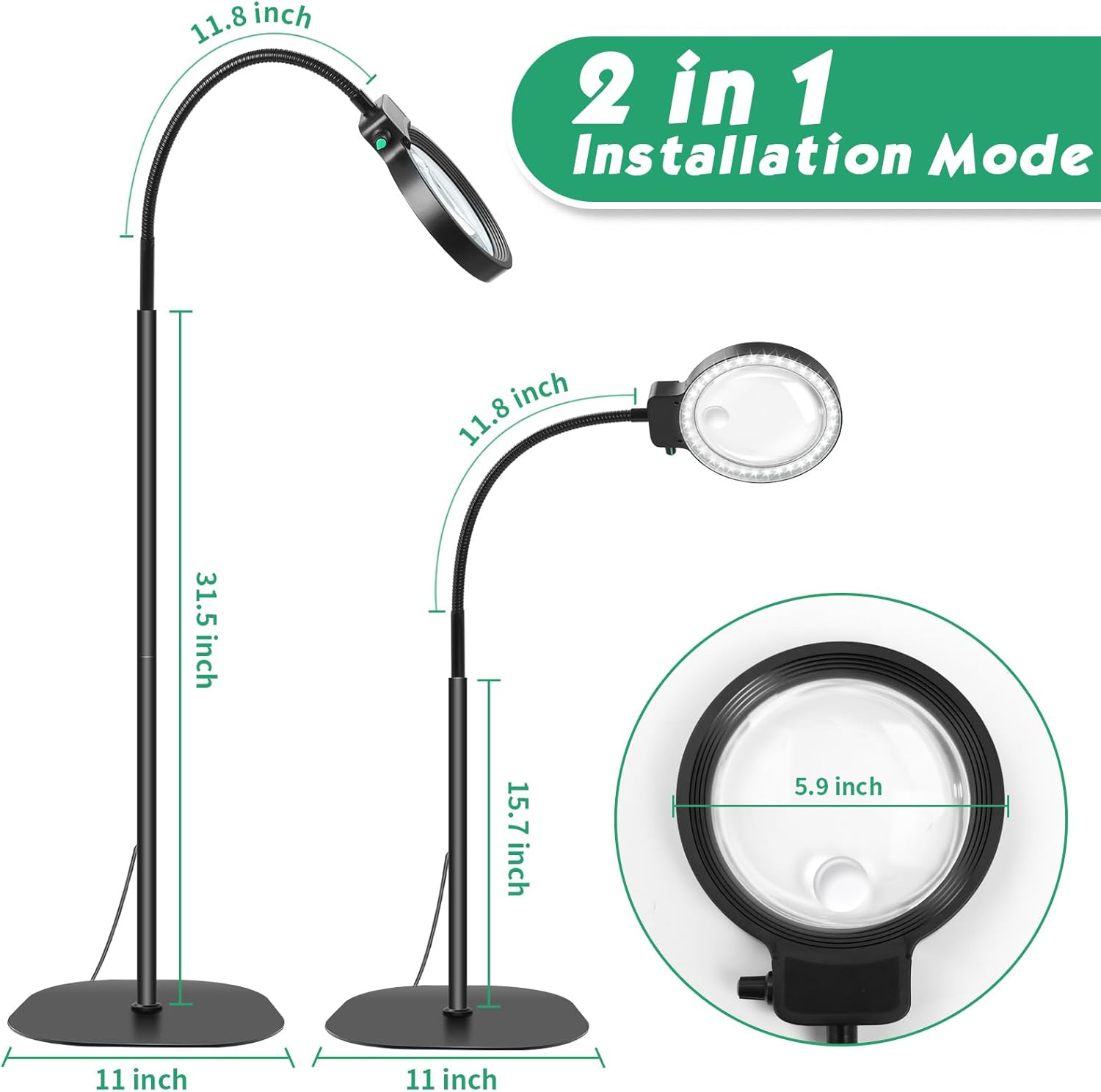 Glevato | Full-Page Magnifying Glass with LED Light – Hands-Free Reading Aid for Books, Crafts & Hobbies
