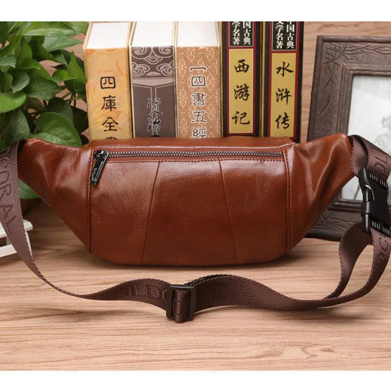 Glevato | Genuine Cowhide Leather Waist Bag for Men – Large Capacity Fanny Pack, Belt & Crossbody Travel Bag