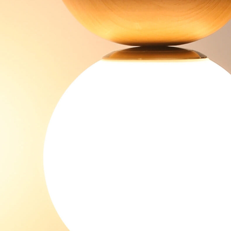 Glevato | Glass Globe Ceiling Light | Wood Grain Design