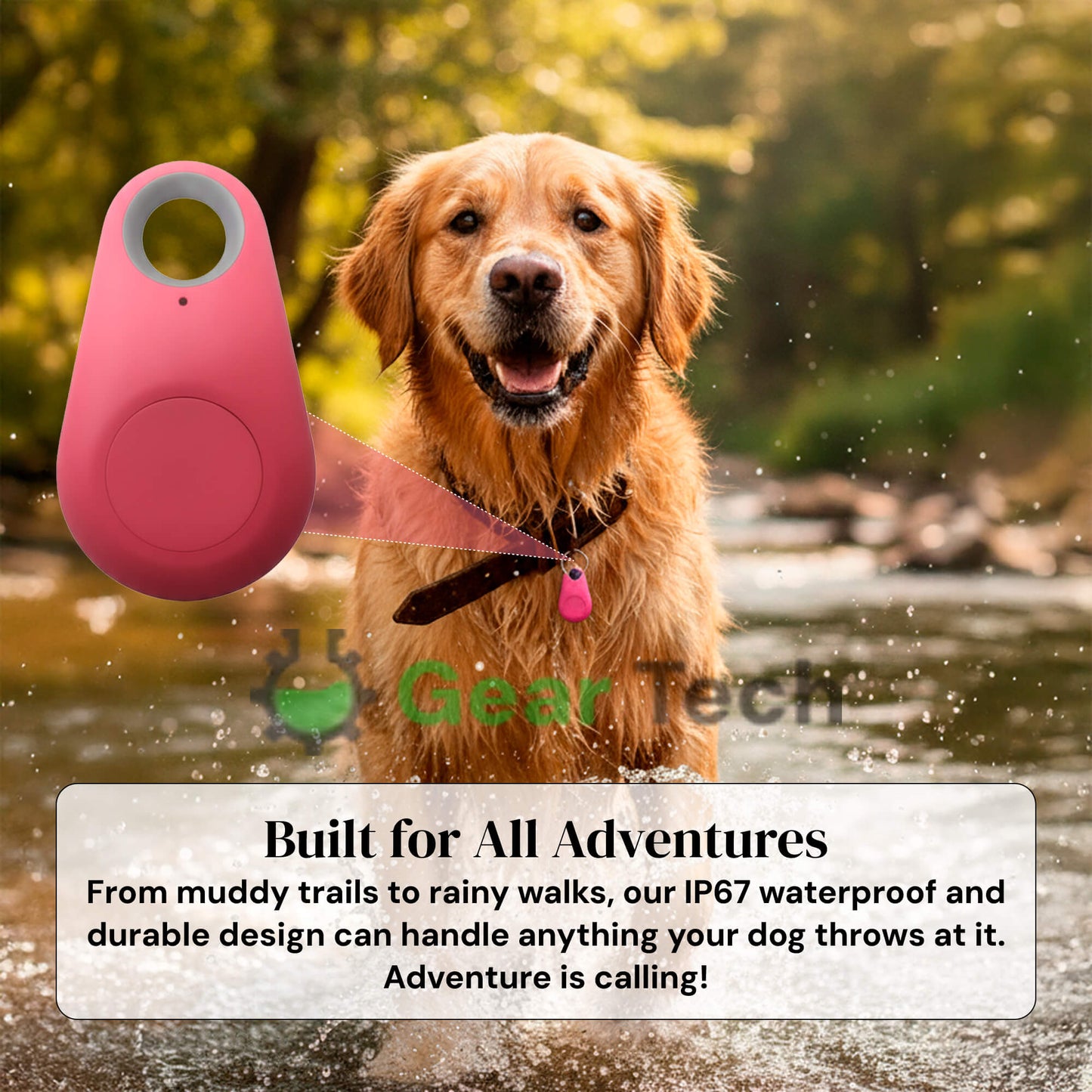 Glevato | GPS Dog Tracker | Waterproof, Real-Time Location & Safety Zone Alerts for Outdoor Adventures