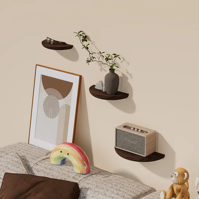 Glevato | Half-Round Wall Shelf | Stylish and Space-Saving | Natural Wood