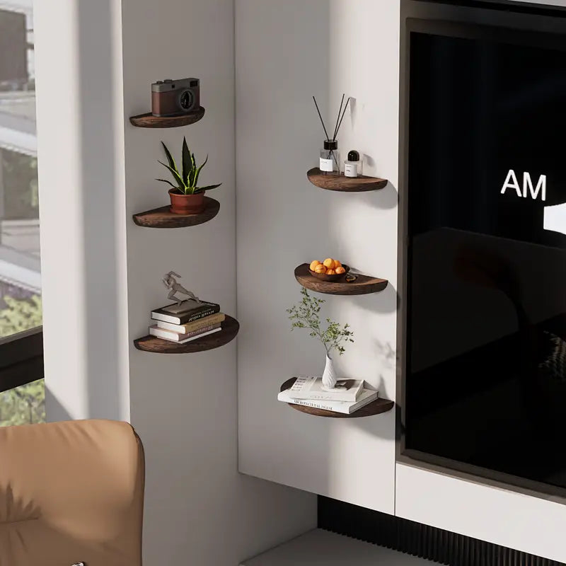 Glevato | Half-Round Wall Shelf | Stylish and Space-Saving | Natural Wood