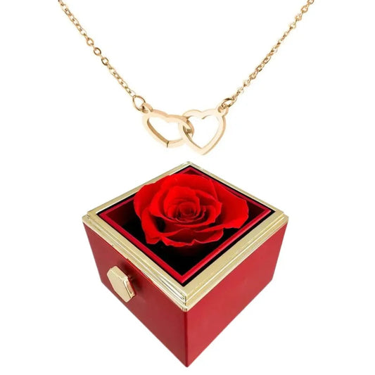 Glevato | Heart Necklace with Rotating Rose Gift Box