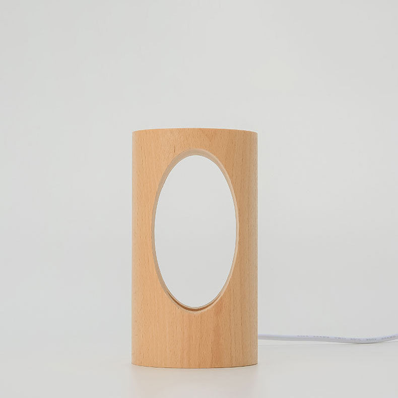 Glevato | Japanese Solid Wood Rectangular Column LED Night Lamp USB Table Lamp