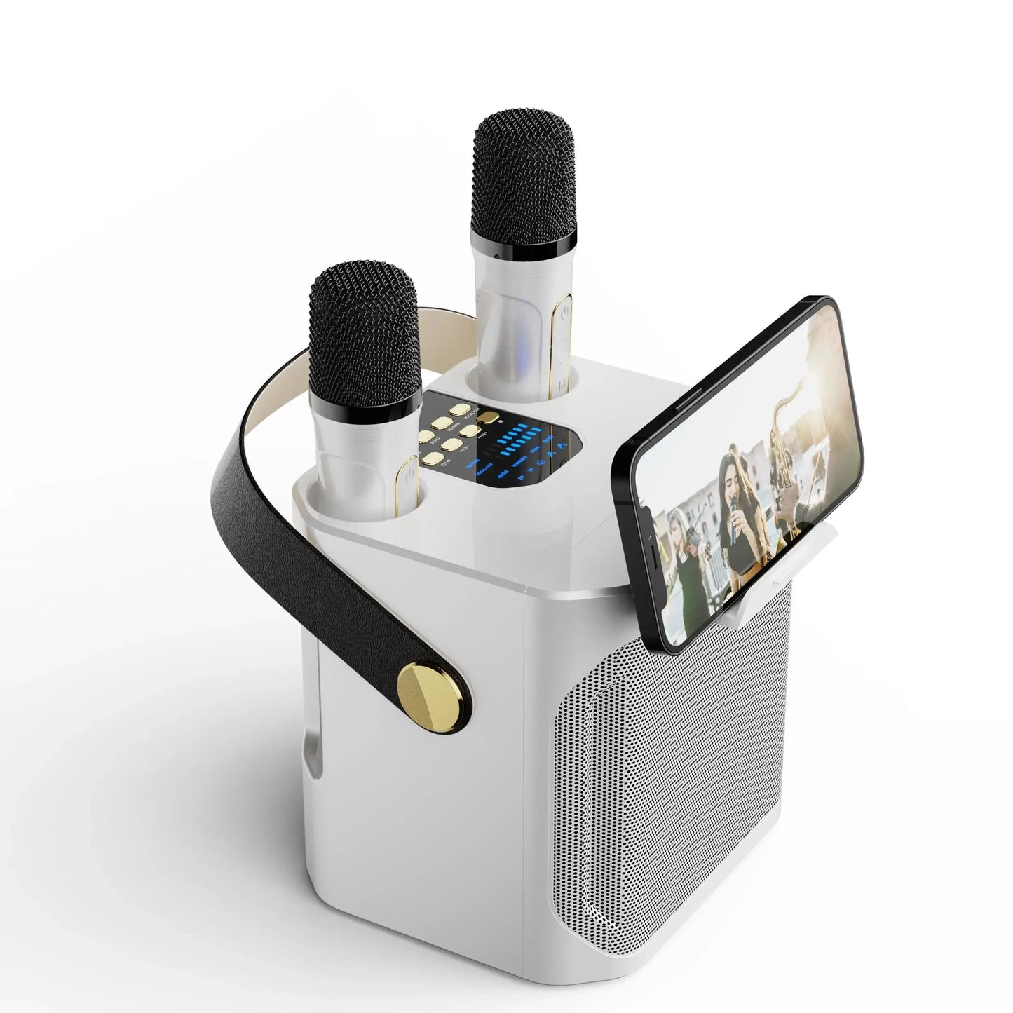Glevato | Karaoke Bluetooth Speaker – 360° Surround Wireless Subwoofer with Dual Mics