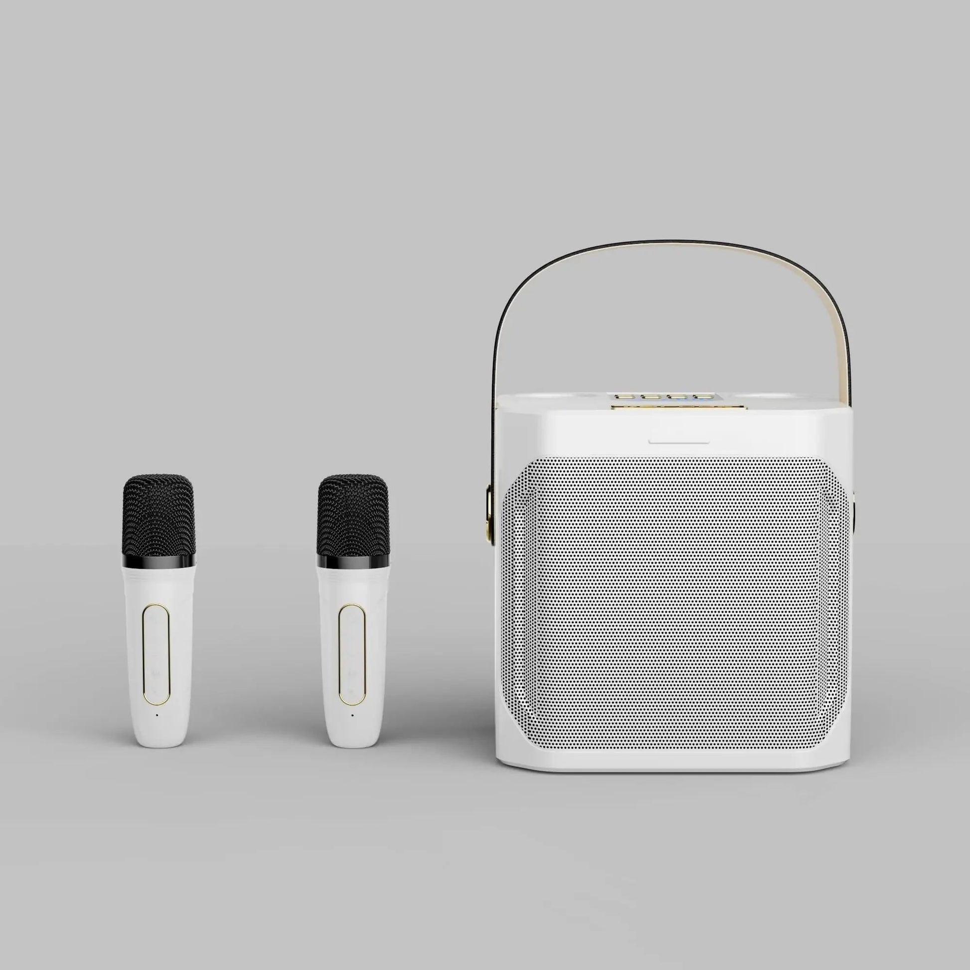 Glevato | Karaoke Bluetooth Speaker – 360° Surround Wireless Subwoofer with Dual Mics
