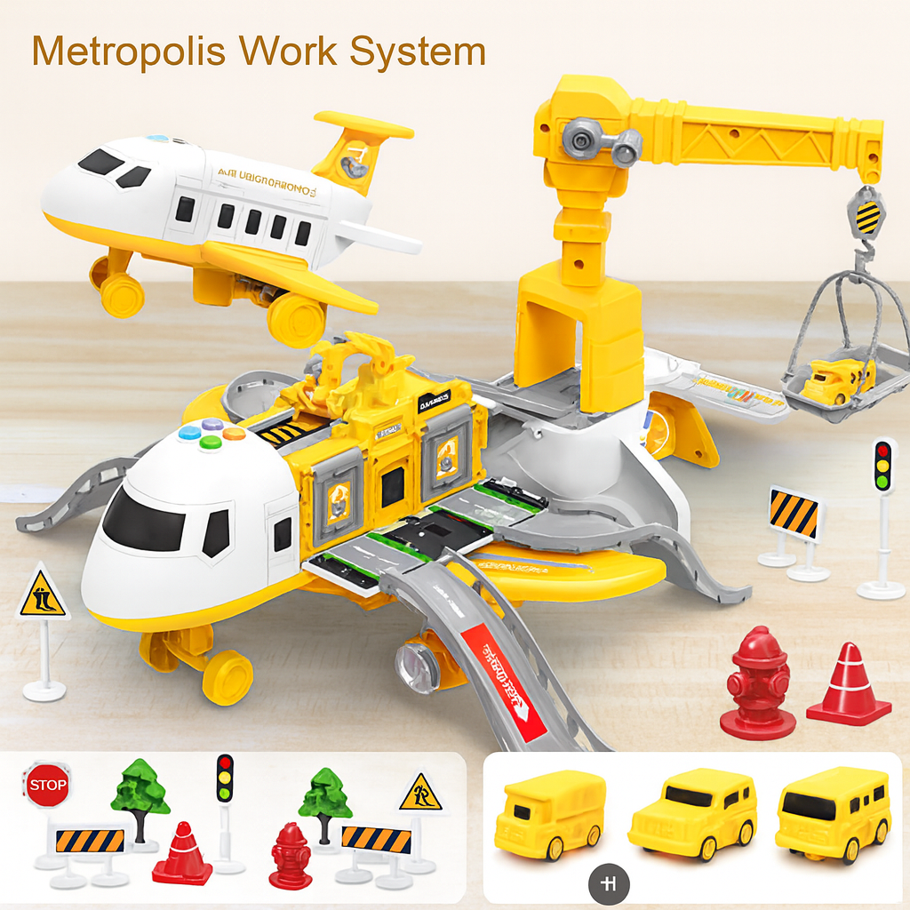 Glevato | Kids Deformation Airplane Toy with Storage & Tracks