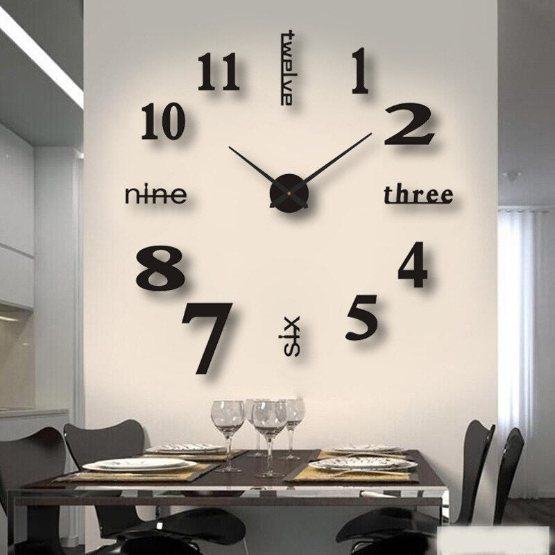 Glevato | Large DIY Wall Clock - Frameless Numbers