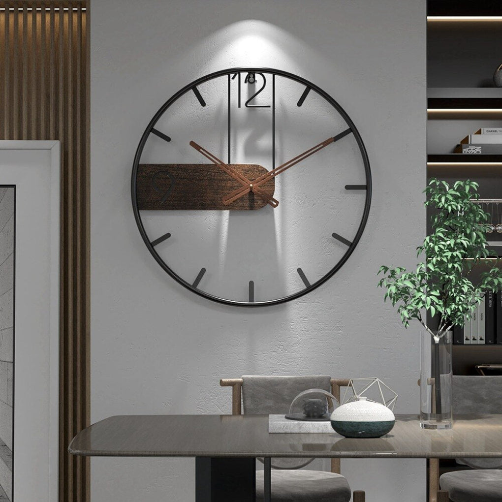 Glevato | Large Wall Clock with Wooden Inlay
