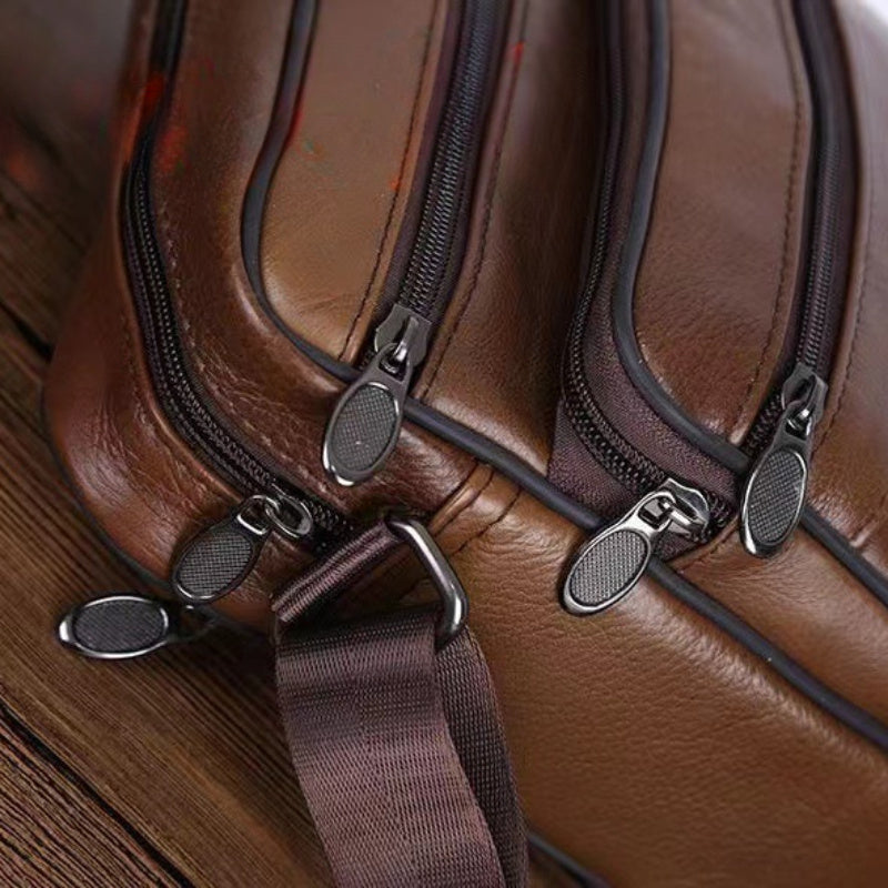 Glevato | Leather Men’s Shoulder Bag – Spacious Cowhide Bag with Adjustable Strap