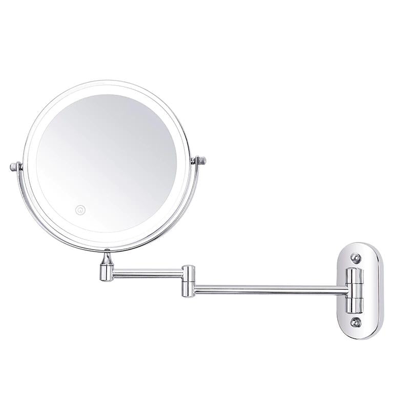 Glevato LED Magnifying Mirror | Rechargeable | Cosmetics & Bathroom | Chrome Silver