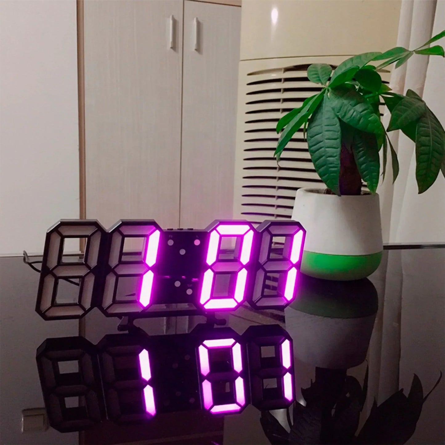 Glevato | LumiSync 3D LED Wall Clock – Modern Digital Clock with Dimmable Lighting