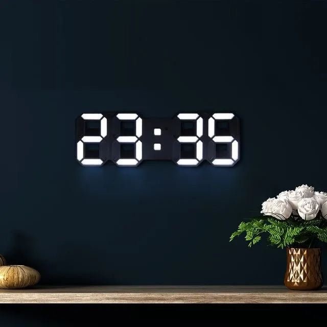 Glevato | LumiSync 3D LED Wall Clock – Modern Digital Clock with Dimmable Lighting