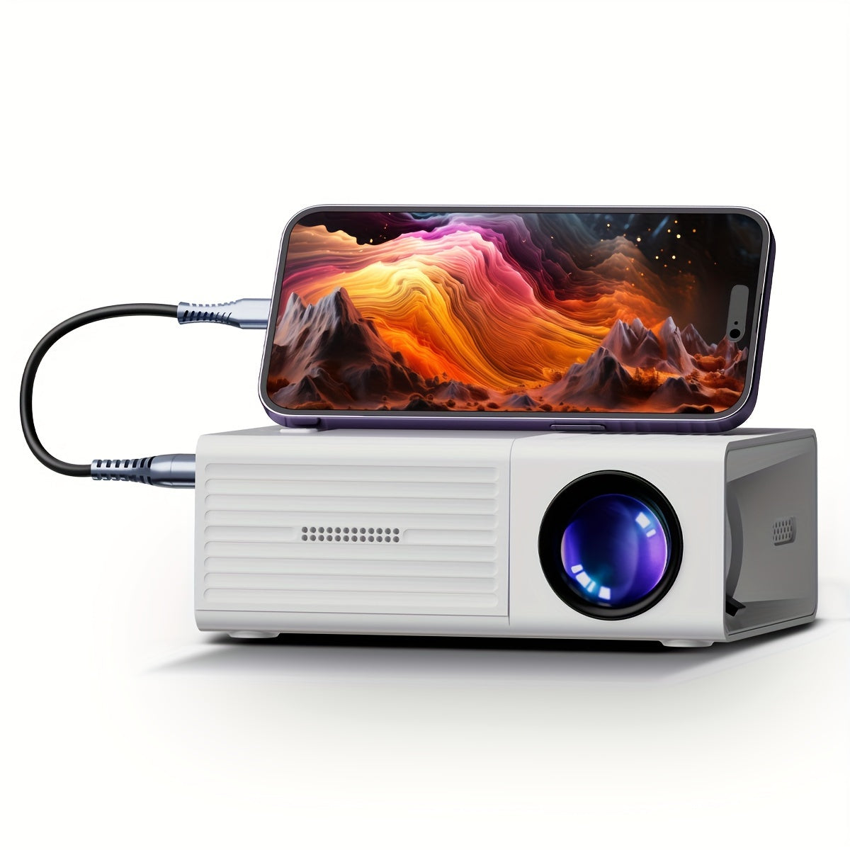 Glevato | LumoBeam Ultra-Bright Mini Projector (3000 Lumen) – Compact HD Home & Outdoor Cinema