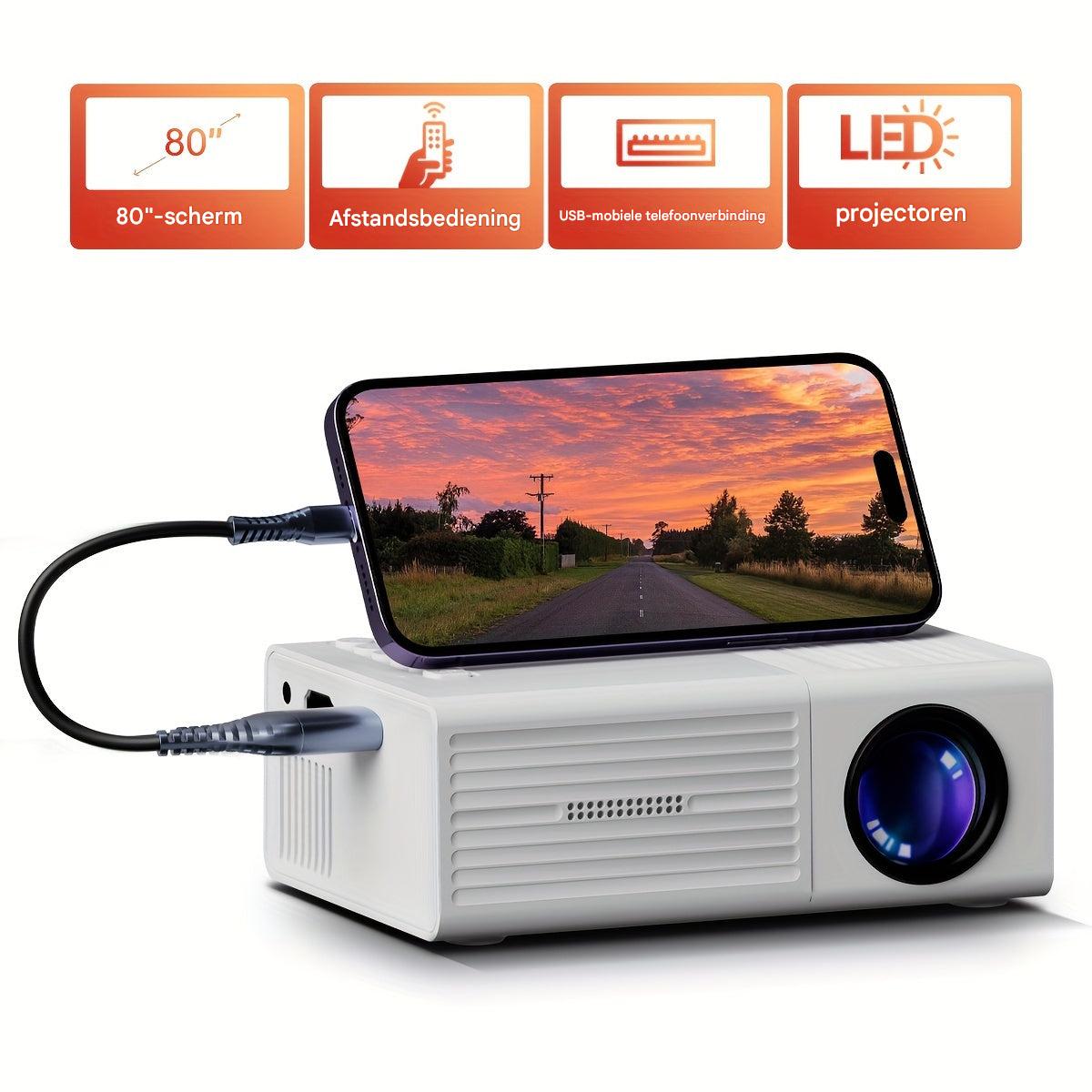 Glevato | LumoBeam Ultra-Bright Mini Projector (3000 Lumen) – Compact HD Home & Outdoor Cinema