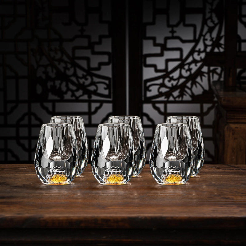 Glevato | Luxury Crystal Glasses with Gold Flakes – Handmade – Set of 2 – For Whisky & Premium Beverages