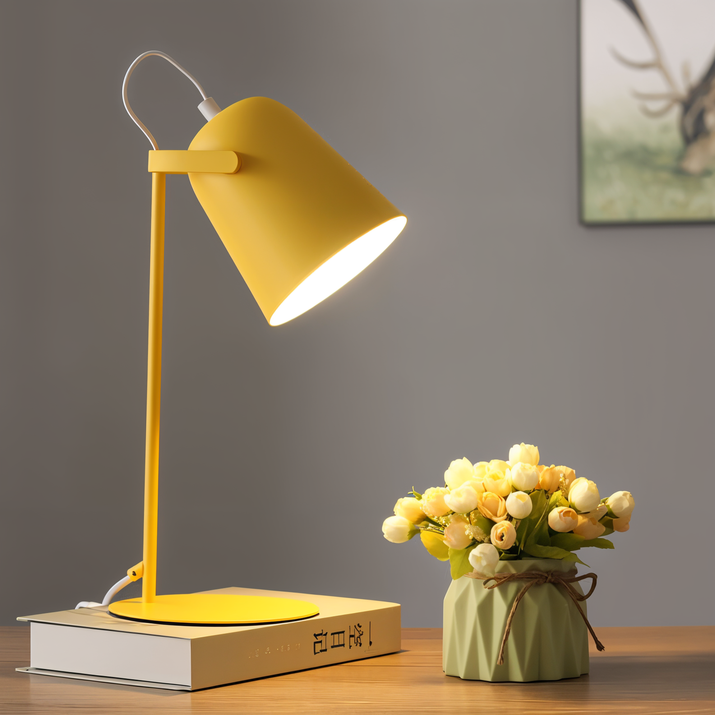Glevato | Macaron Table Lamp - Nordic Yellow Desk Lamp - Adjustable Lamp