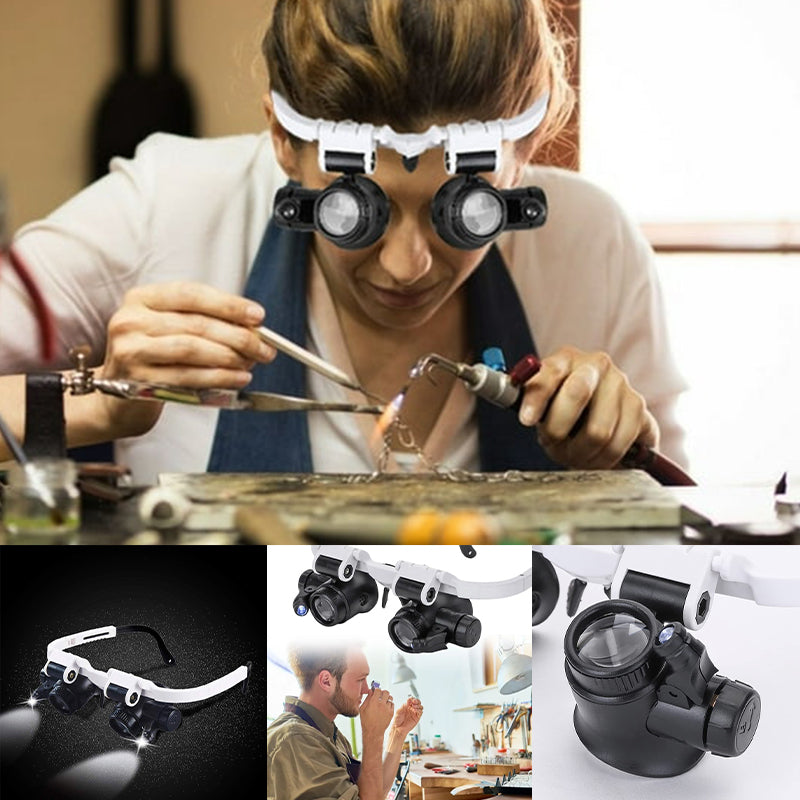 Glevato | Magnifying Glasses with LED Lights for Double Eyes