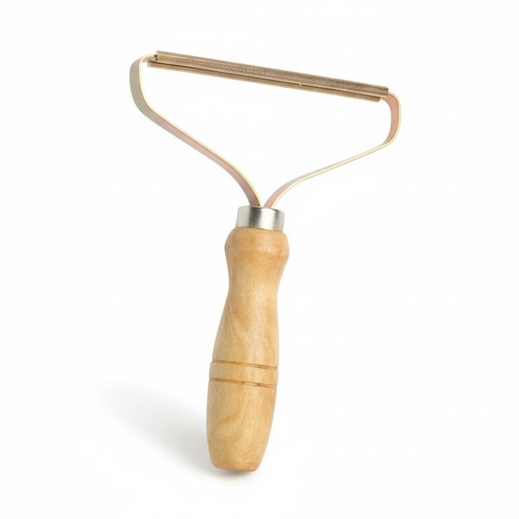 Glevato | Manual Lint Remover | Copper Precision Head | Solid Wood Handle | Battery-Free Fabric Shaver for Cashmere, Wool & Upholstery | Pilling Extractor
