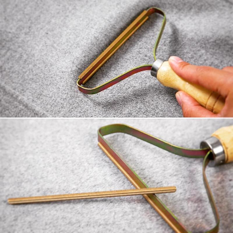 Glevato | Manual Lint Remover | Copper Precision Head | Solid Wood Handle | Battery-Free Fabric Shaver for Cashmere, Wool & Upholstery | Pilling Extractor