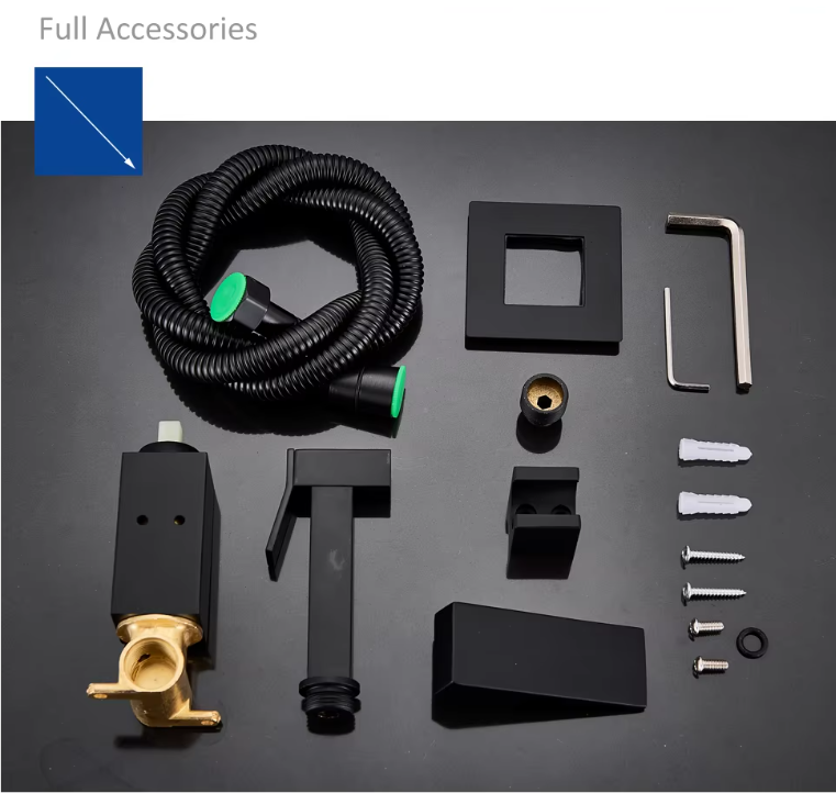 Glevato | Matte Black Bidet Shower Faucet in Solid Brass, Hygienic Shower, Hot-Cold Mixing Valve, Toilet Faucet for Muslim Use