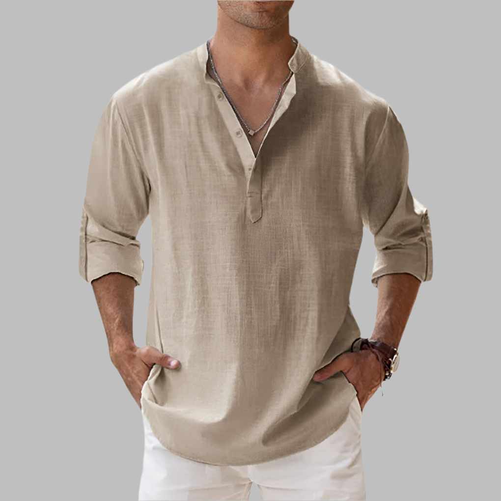 Glevato | Men's Band Collar Henley Shirt