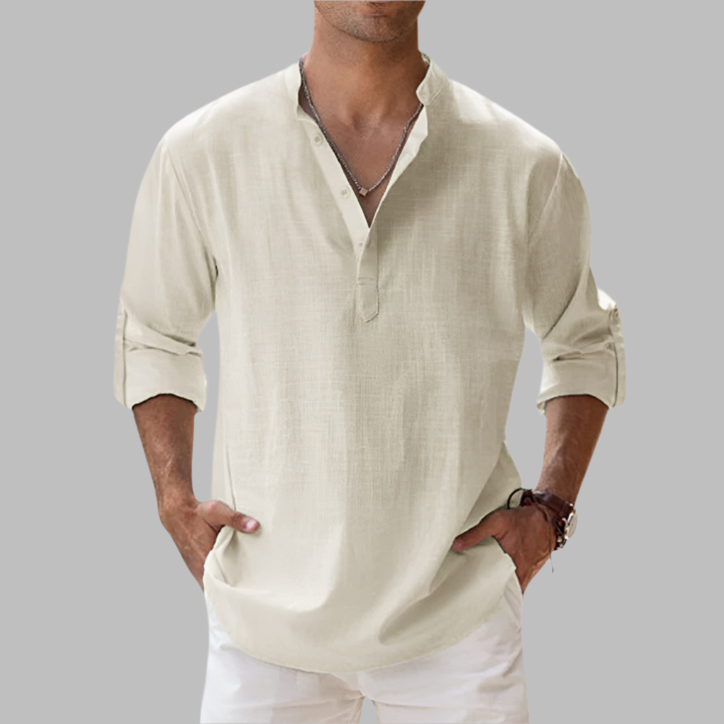 Glevato | Men's Band Collar Henley Shirt