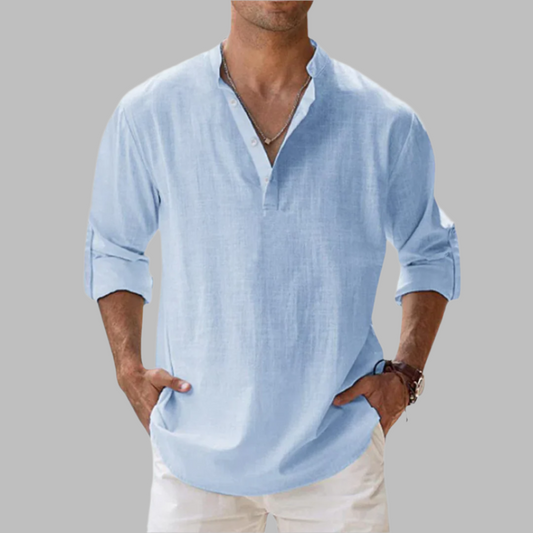 Glevato | Men's Band Collar Henley Shirt