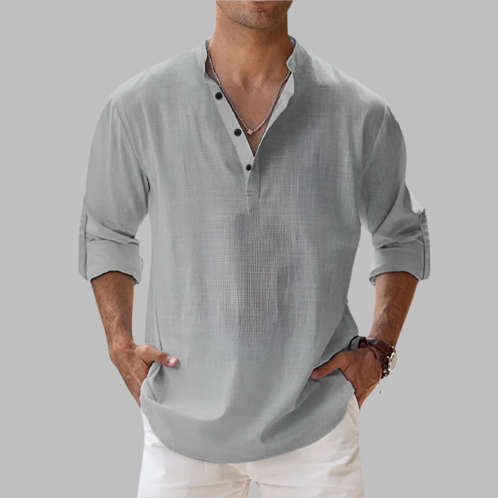 Glevato | Men's Band Collar Henley Shirt