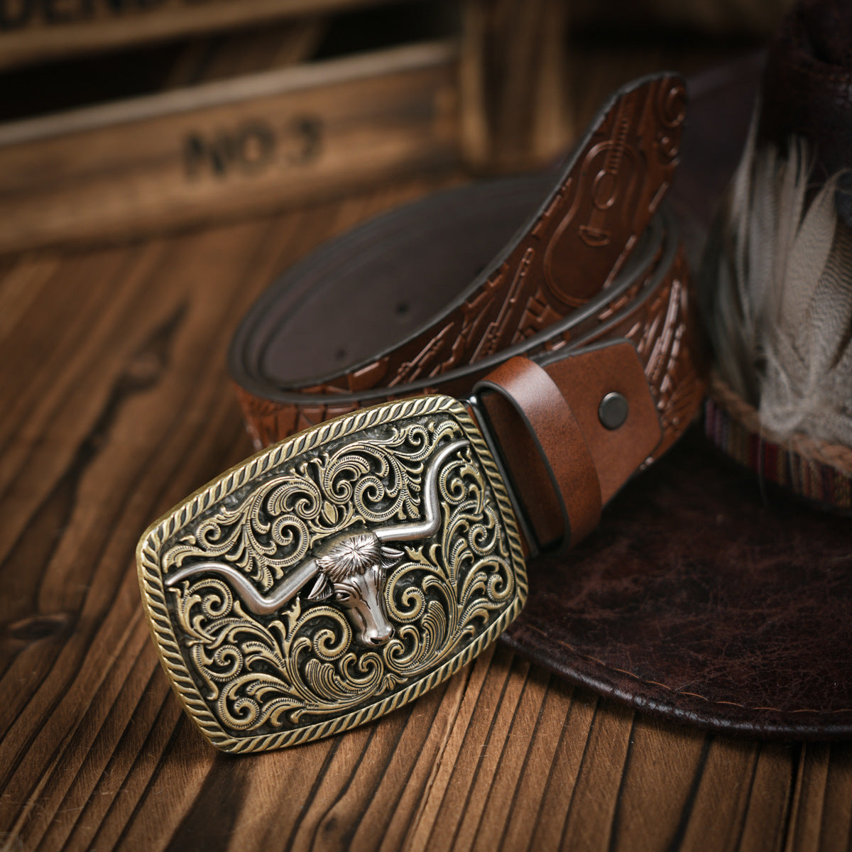 Glevato | Men’s Belt | Western Style | Vegan Leather & Durable Metal Buckle