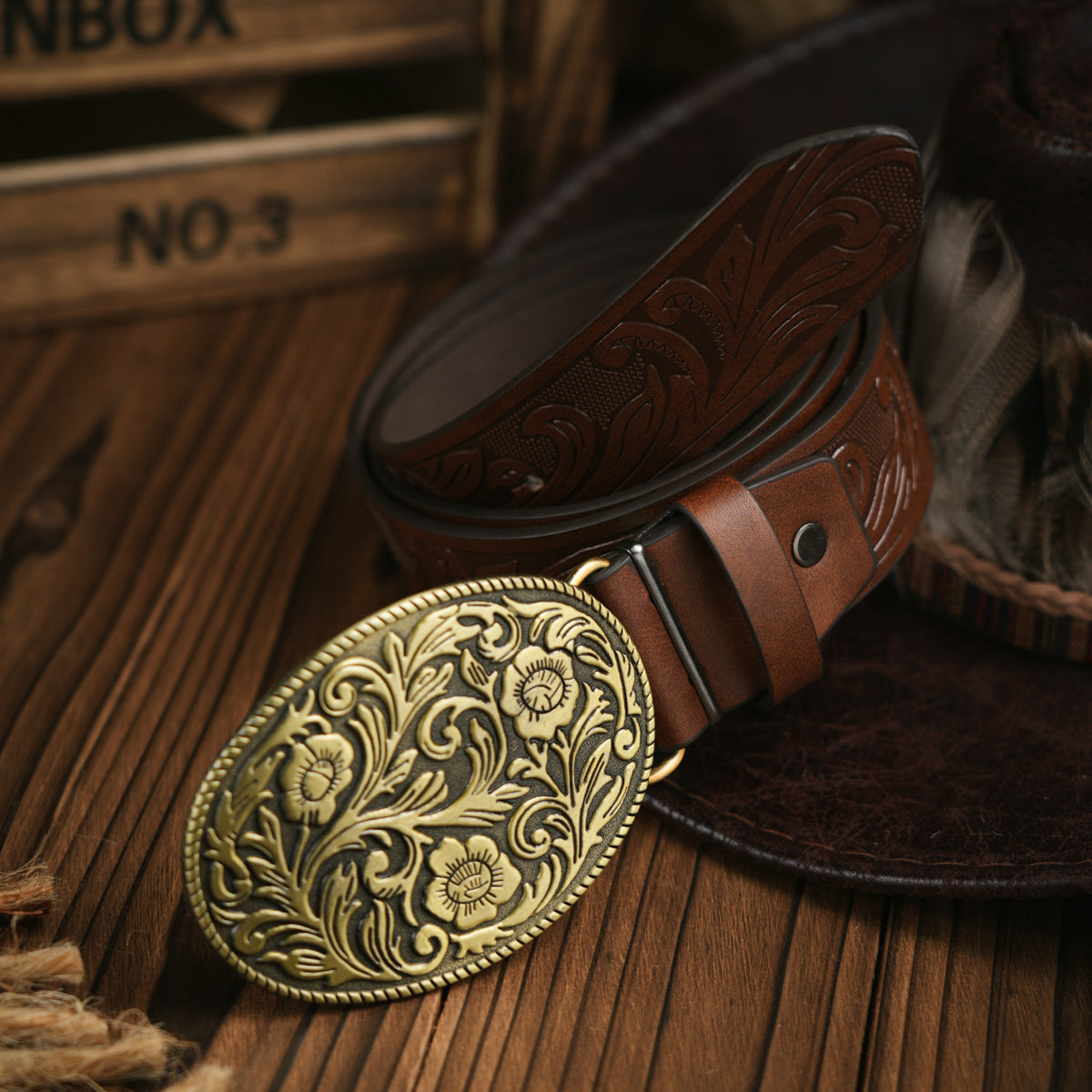 Glevato | Men’s Belt | Western Style | Vegan Leather & Durable Metal Buckle