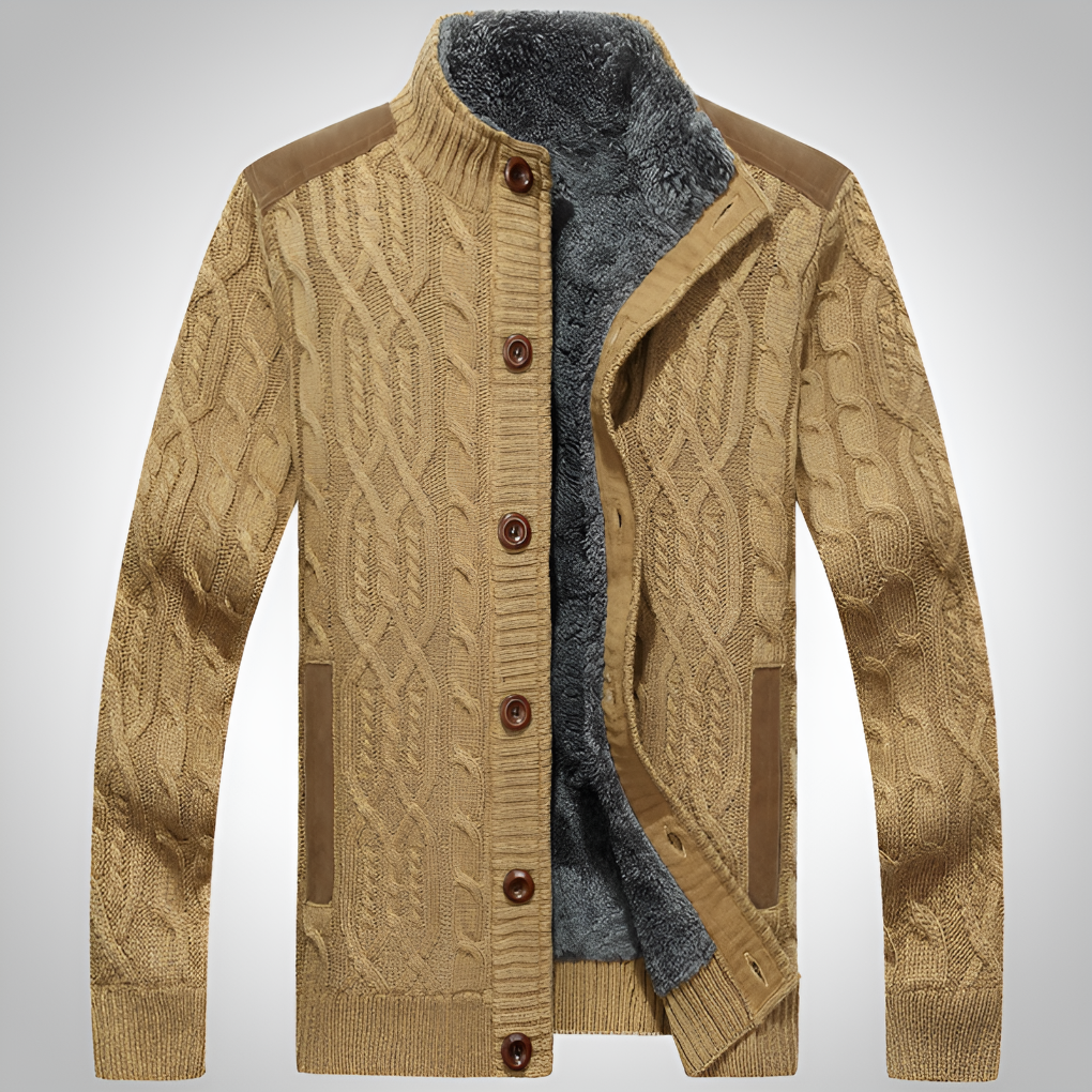 Glevato | Men's Cable Knit Button-Front Cardigan